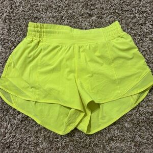 Lululemon Highlighter Yellow Hotty Hot Shorts